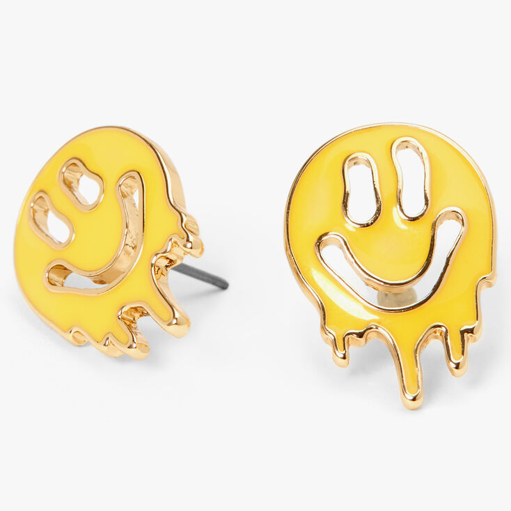 Melting Happy Face Stud Earrings,