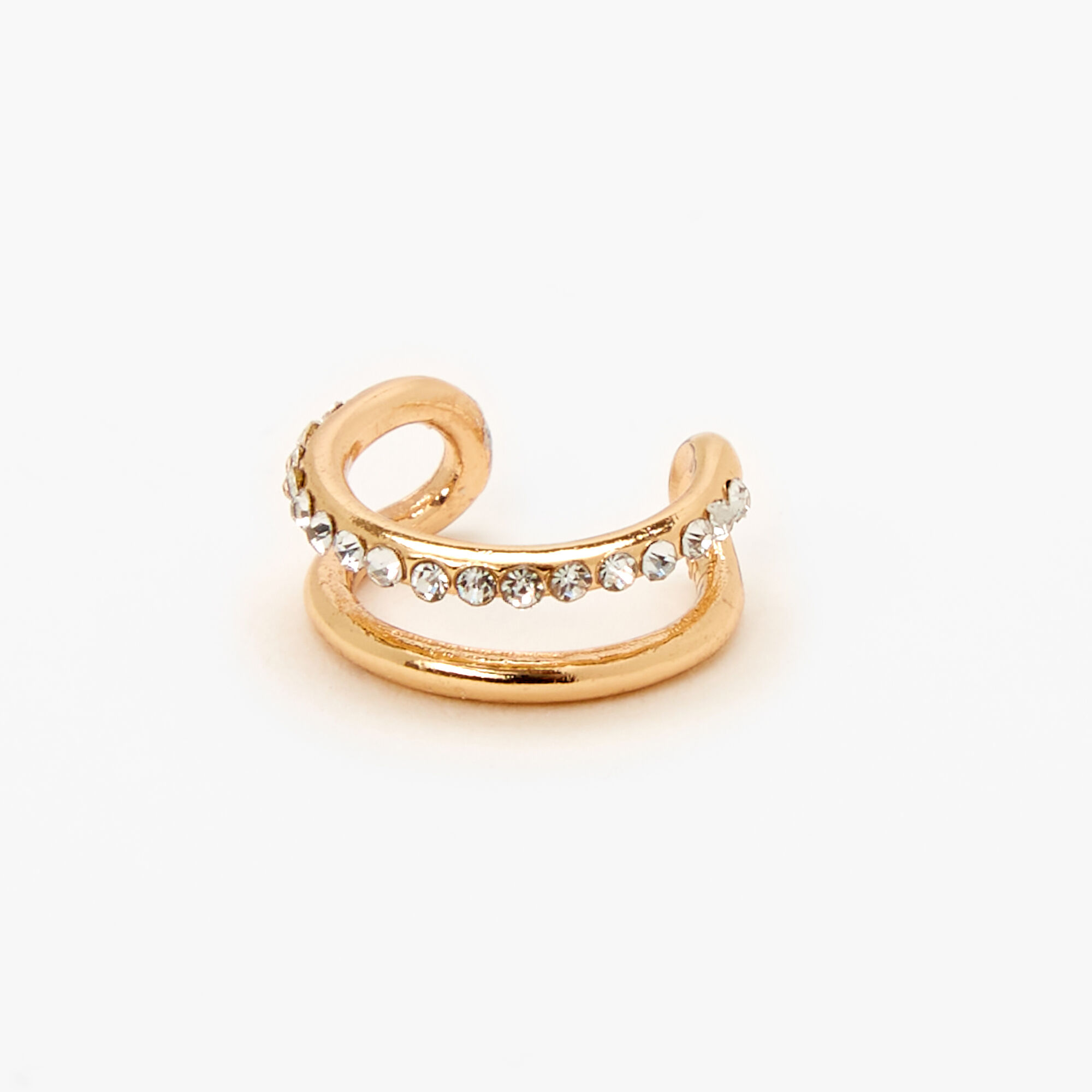 Gold Single Embellished Double Row Ear Cuff Claire s US