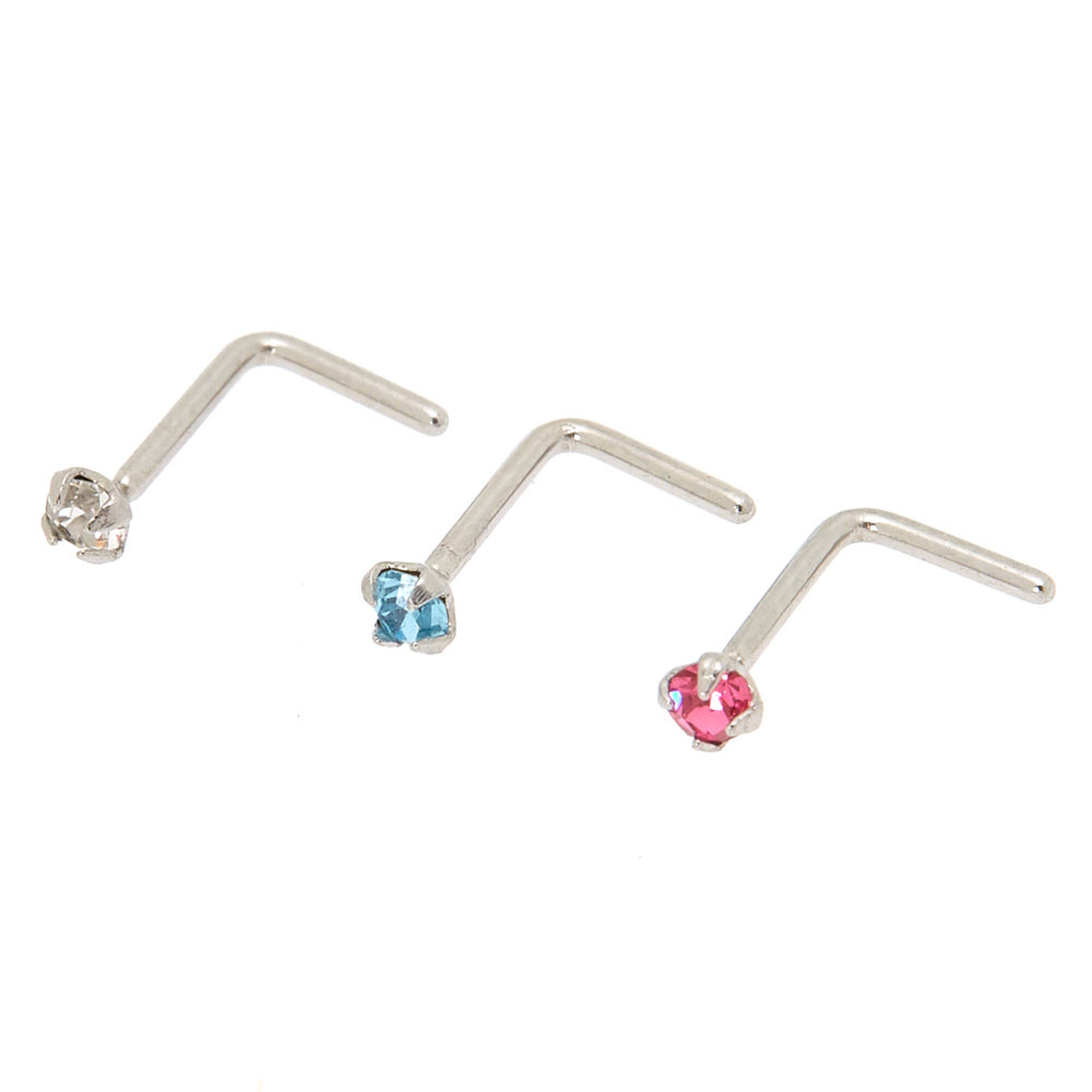 View Claires Tone 20G Pastel Nose Studs 3 Pack Silver information