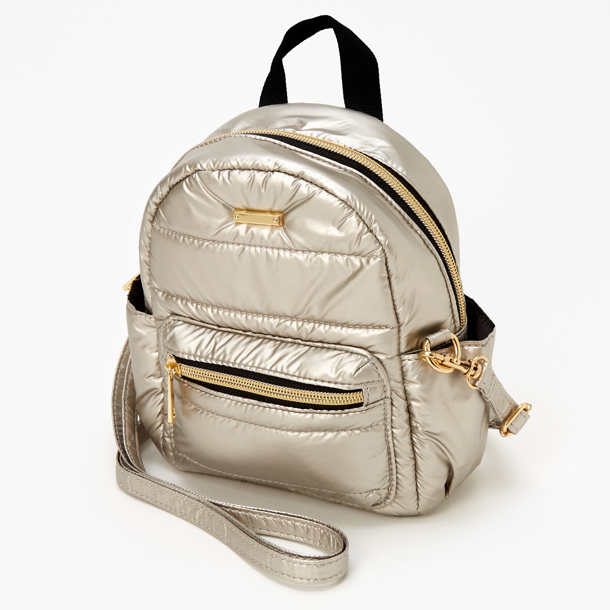 Claire's Mini sac à dos convertible en sac à bandoulière métallisé - Ocre