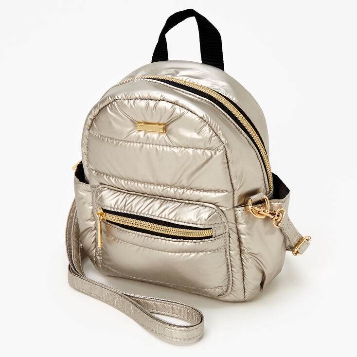 Mini sac &agrave; dos convertible en sac &agrave; bandouli&egrave;re m&eacute;tallis&eacute; - Ocre,