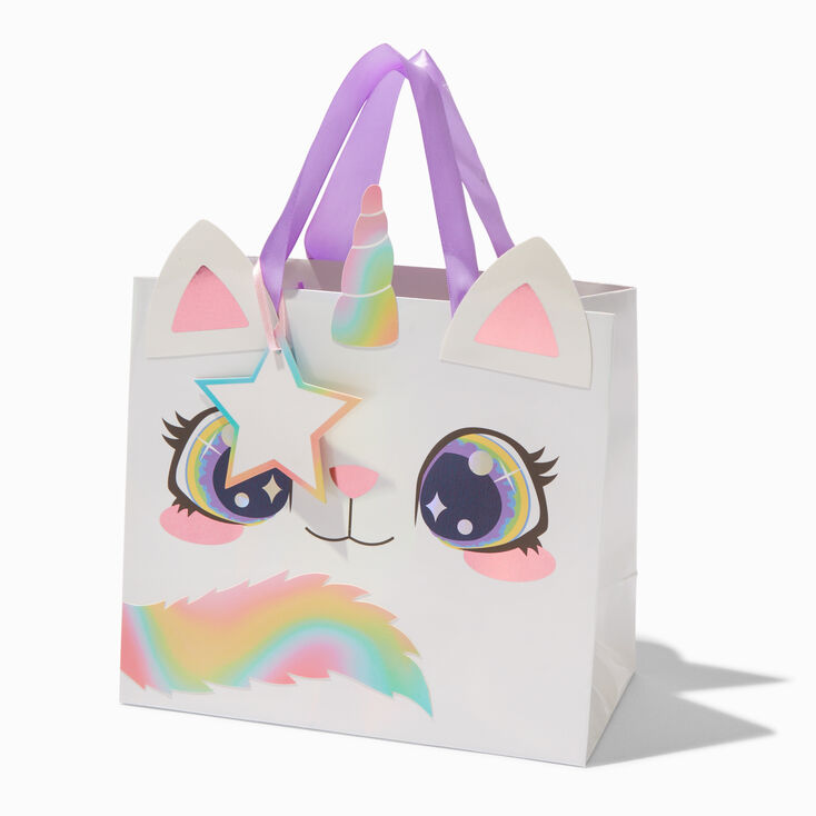 Sac cadeau chat-licorne de taille moyenne,