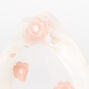 White &amp; Pink Floral Chiffon Knotted Headband,