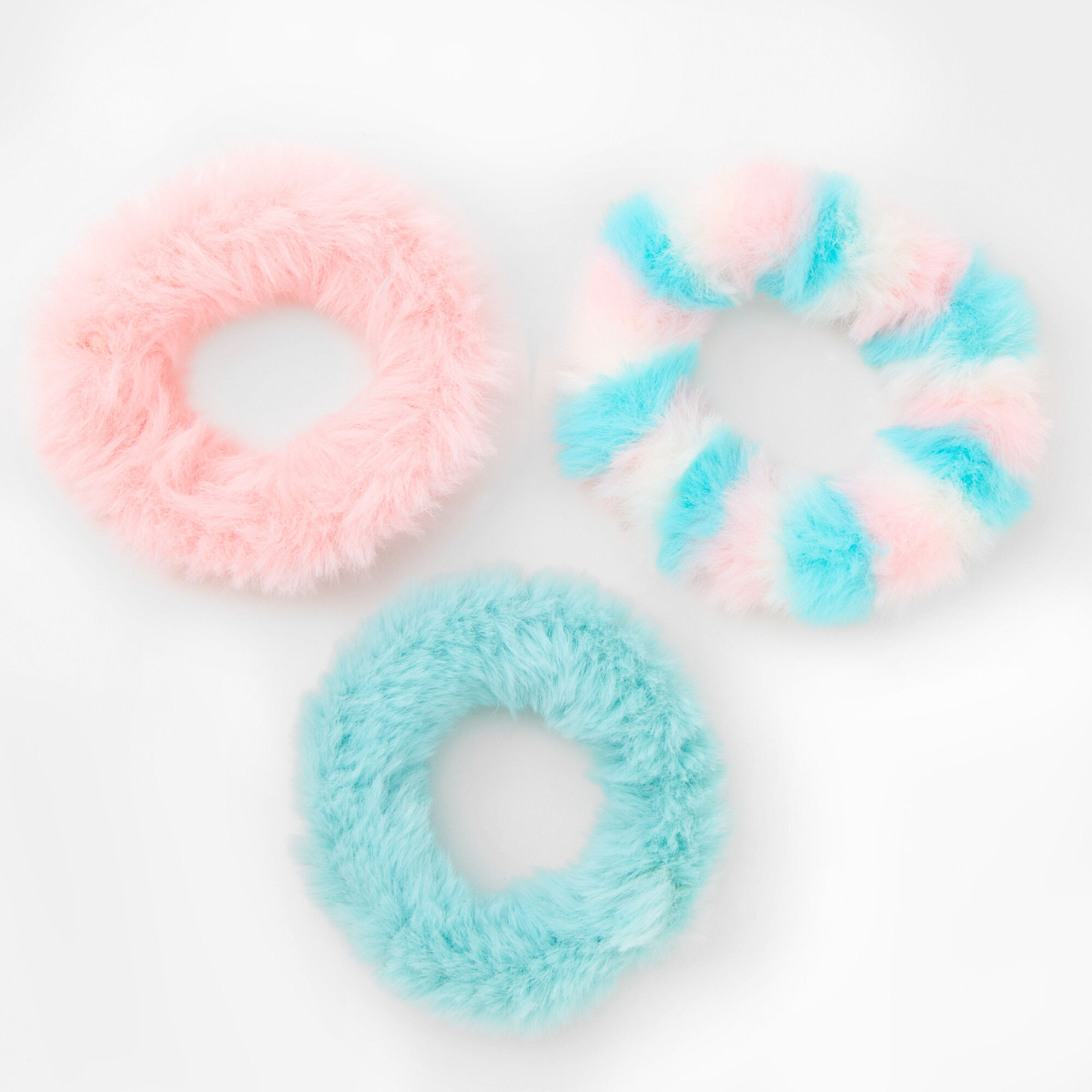 Claire's Club Small Furry Pastel Hair Scrunchies - 3 Pack,
