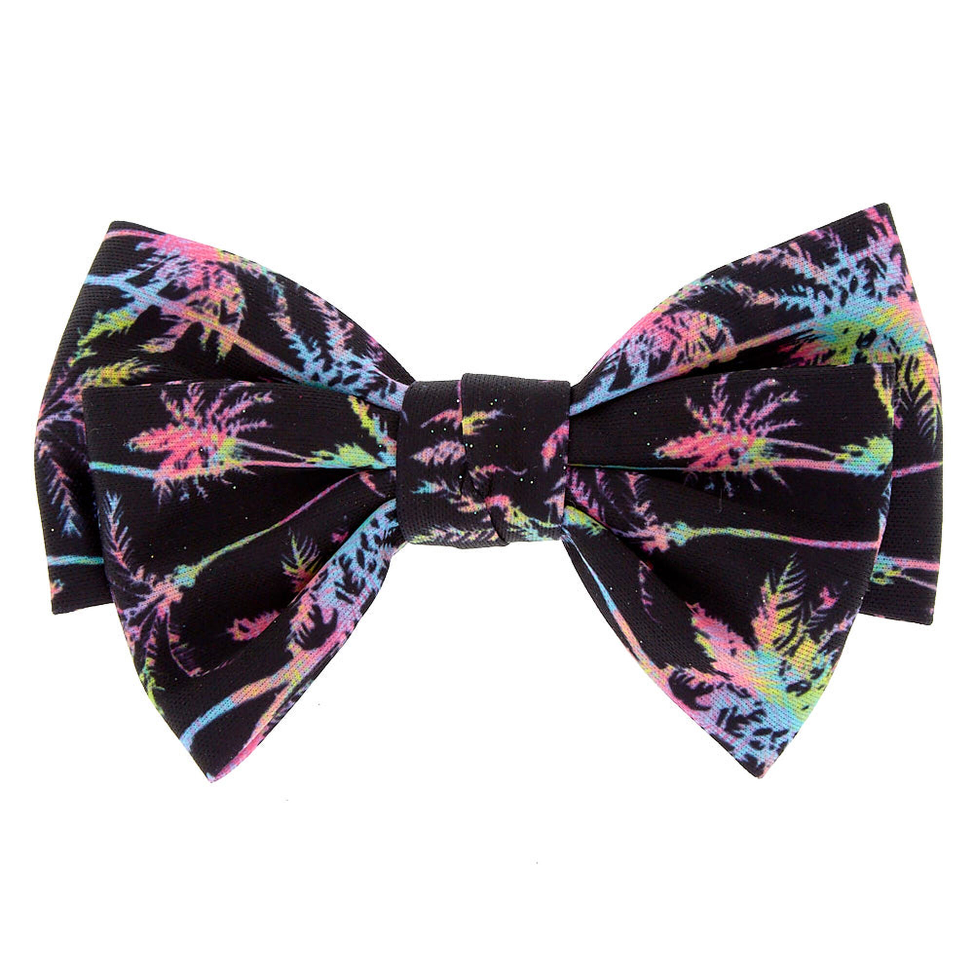 Neon Palm Tree Hair Bow Clip - Black | Claire's US