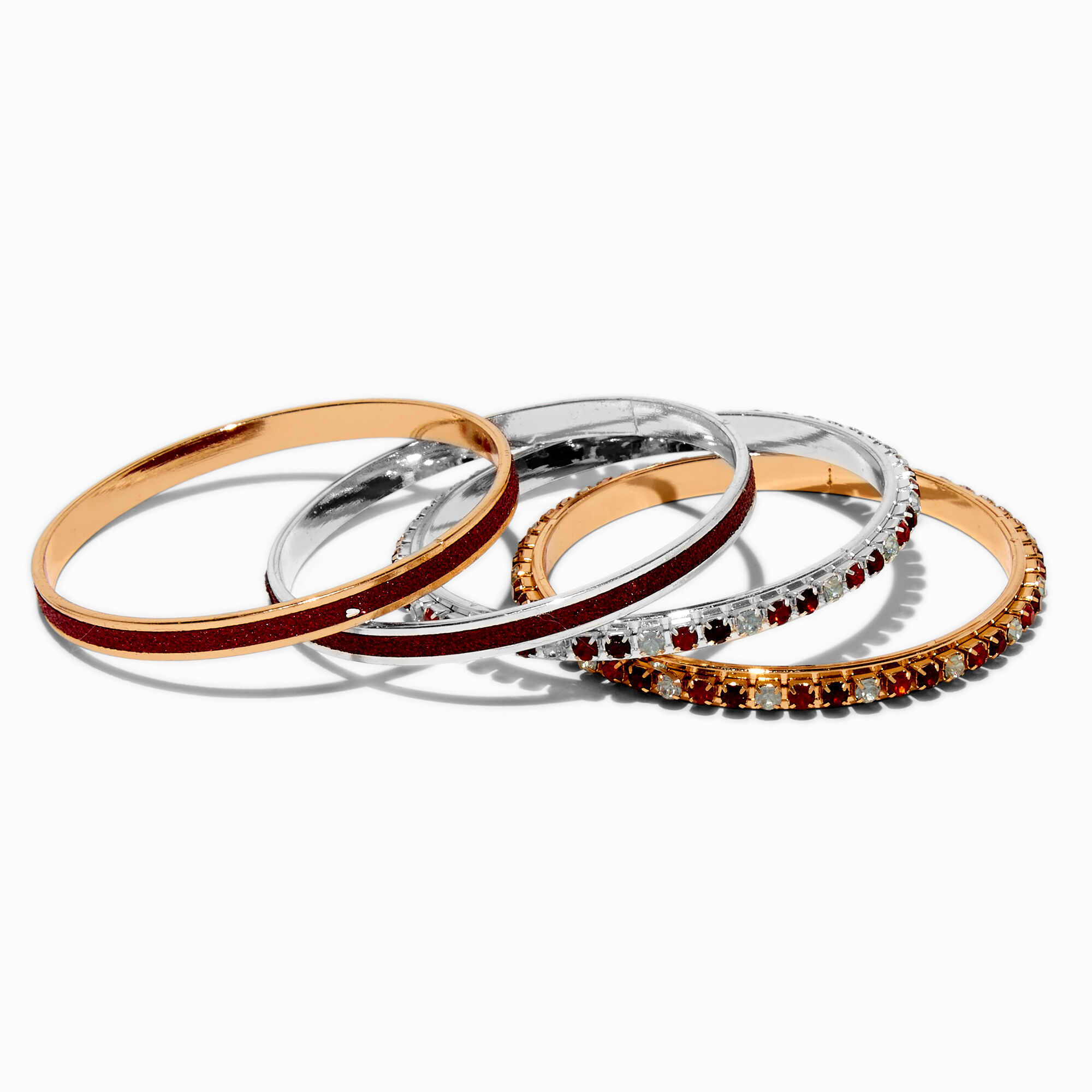 Claire's Club Holiday Gem Bangle Bracelets - 4 Pack,