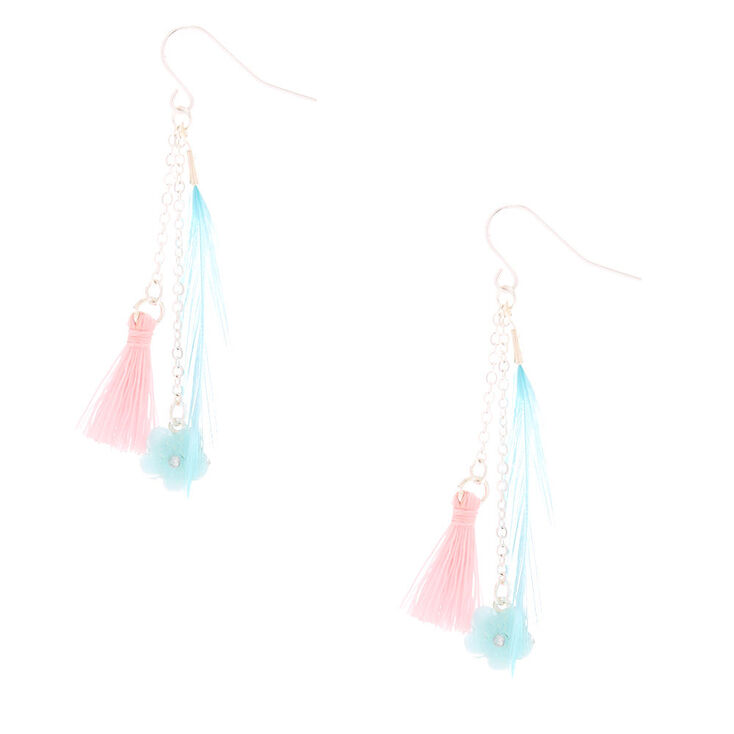 Claire's Pendantes plumes et fleurs 3,8 cm