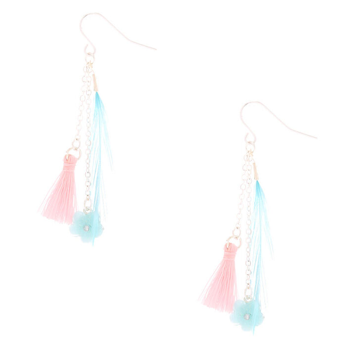 1.5&quot; Floral Feather Drop Earrings,