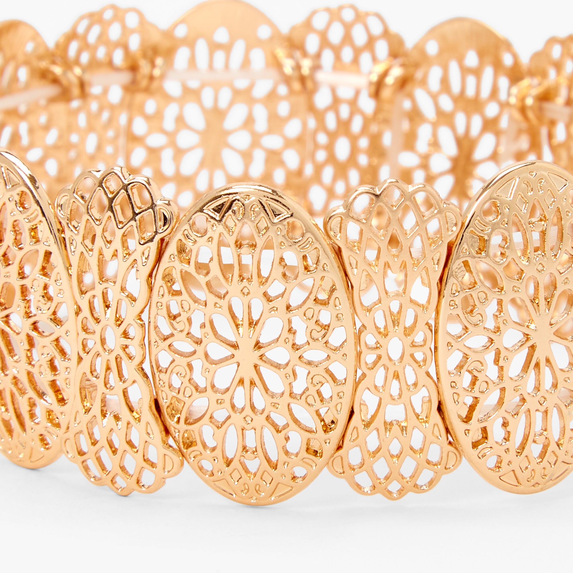 Gold Filigree Circle Stretch Bracelet,