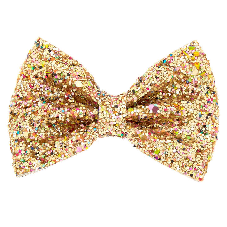 Cake Glitter Mini Hair Bow Clip - Gold | Claire's US