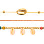 Gold Tropical Cowrie Choker Necklaces - 3 Pack,