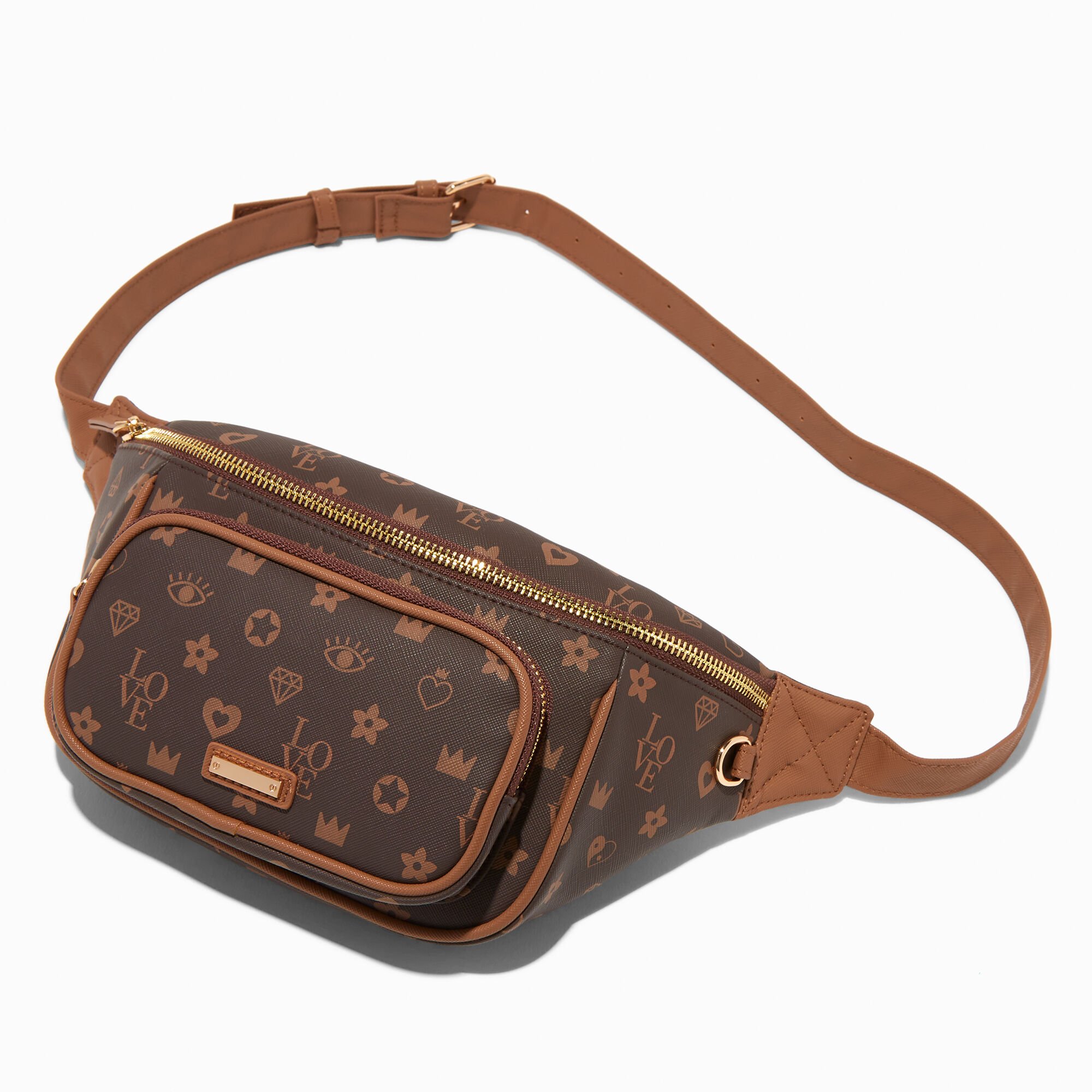 View Claires Status Icons Faux Leather Bum Bag Brown information