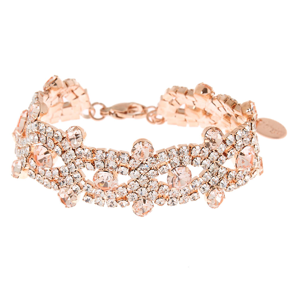 Rose Gold Rhinestone Infinity Chain Bracelet,