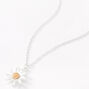 Collier &agrave; pendentif marguerite d&eacute;licat couleur argent&eacute;e,