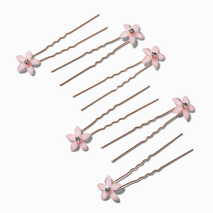 Blush Pink Floral Hair Pins - 6 Pack,