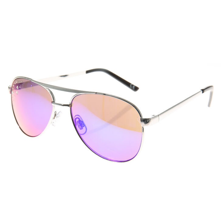 Claire&#39;s Club Glitter Aviator Sunglasses - Silver,