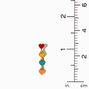 18kt Gold Plated Rainbow Enamel Heart Linear 1&quot; Drop Earrings,