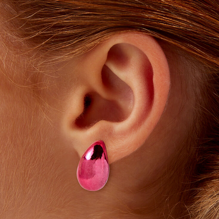 Clous d&#39;oreilles &agrave; clip haricot anodis&eacute;s roses,