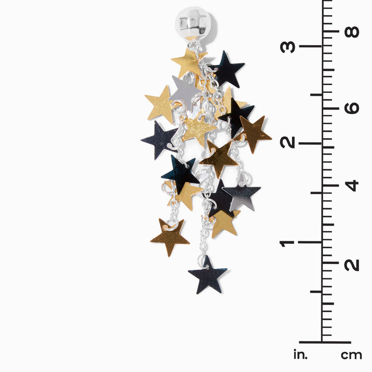 Metallic Stars &amp; Disco Ball 3&quot; Drop Earrings,