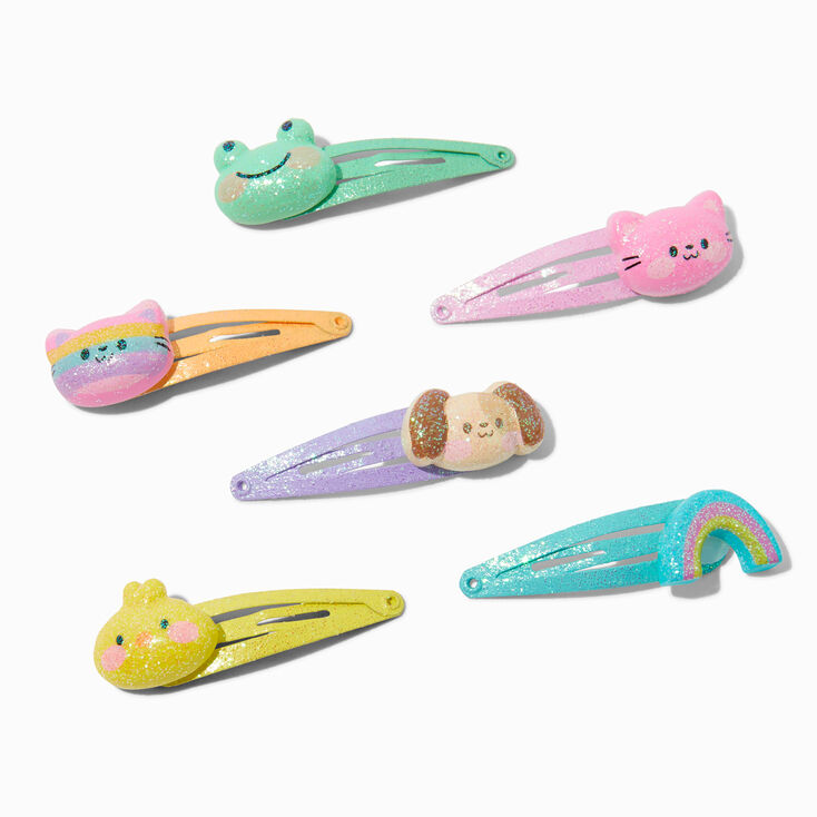 Claire&#39;s Club Pastel Glitter Critter Snap Hair Clips - 6 Pack,