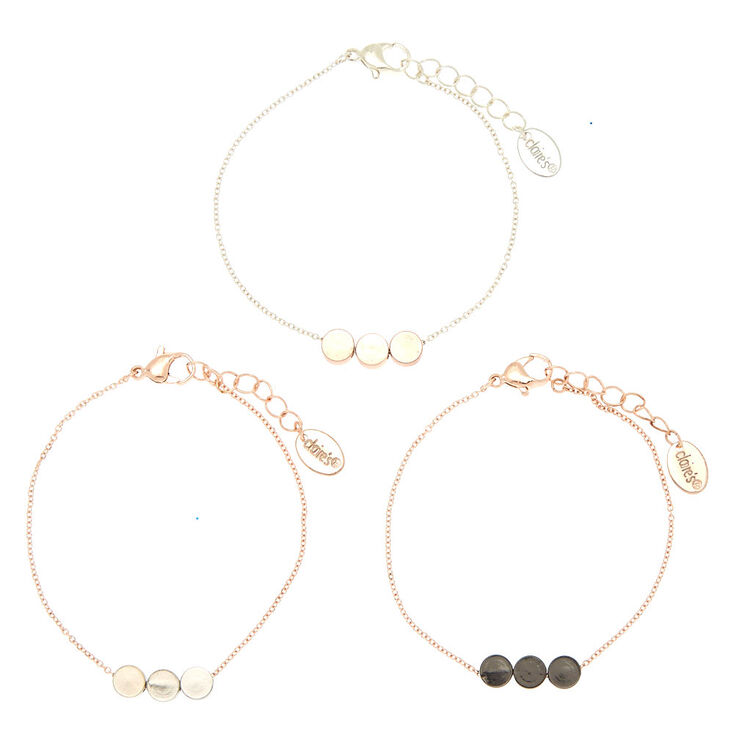Mixed Metal Disk Chain Bracelets - 3 Pack,