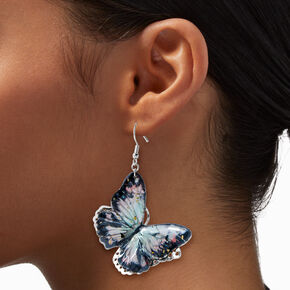 Black Filigree Butterfly 3D 2&quot; Drop Earrings ,