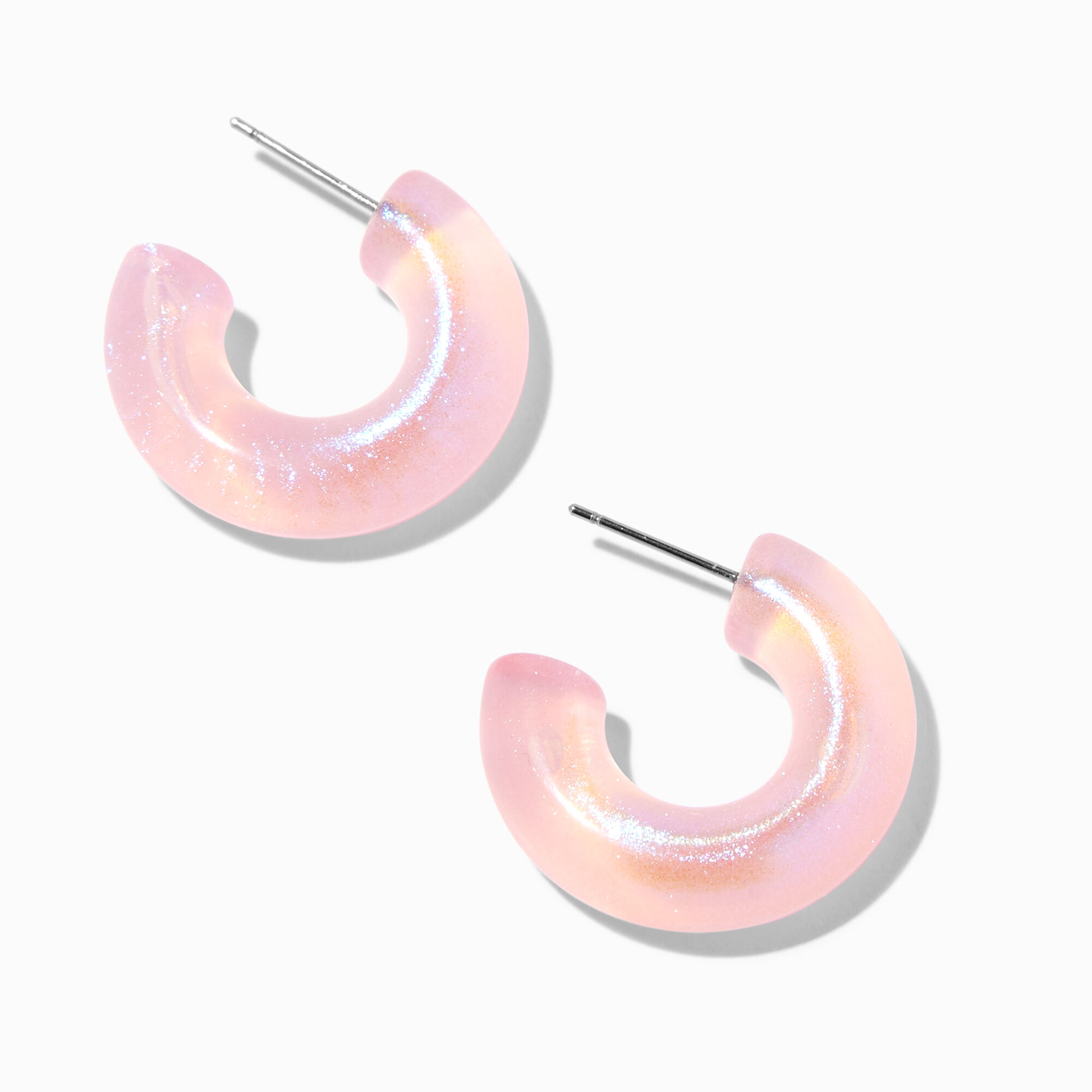 View Claires Shimmer 30MM Resin Hoop Earrings Pink information