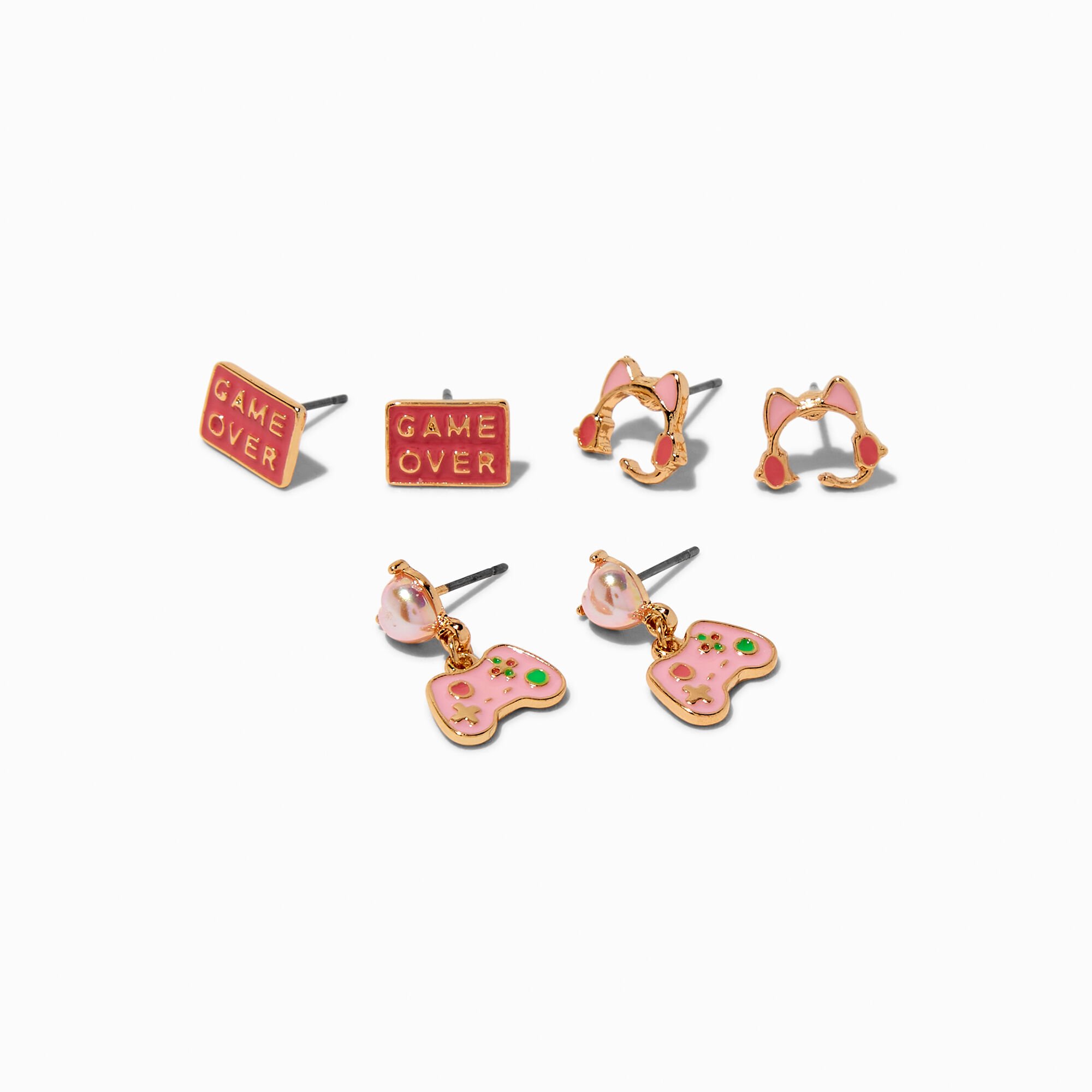 Gamer Icons Stud Earrings - 3 Pack,