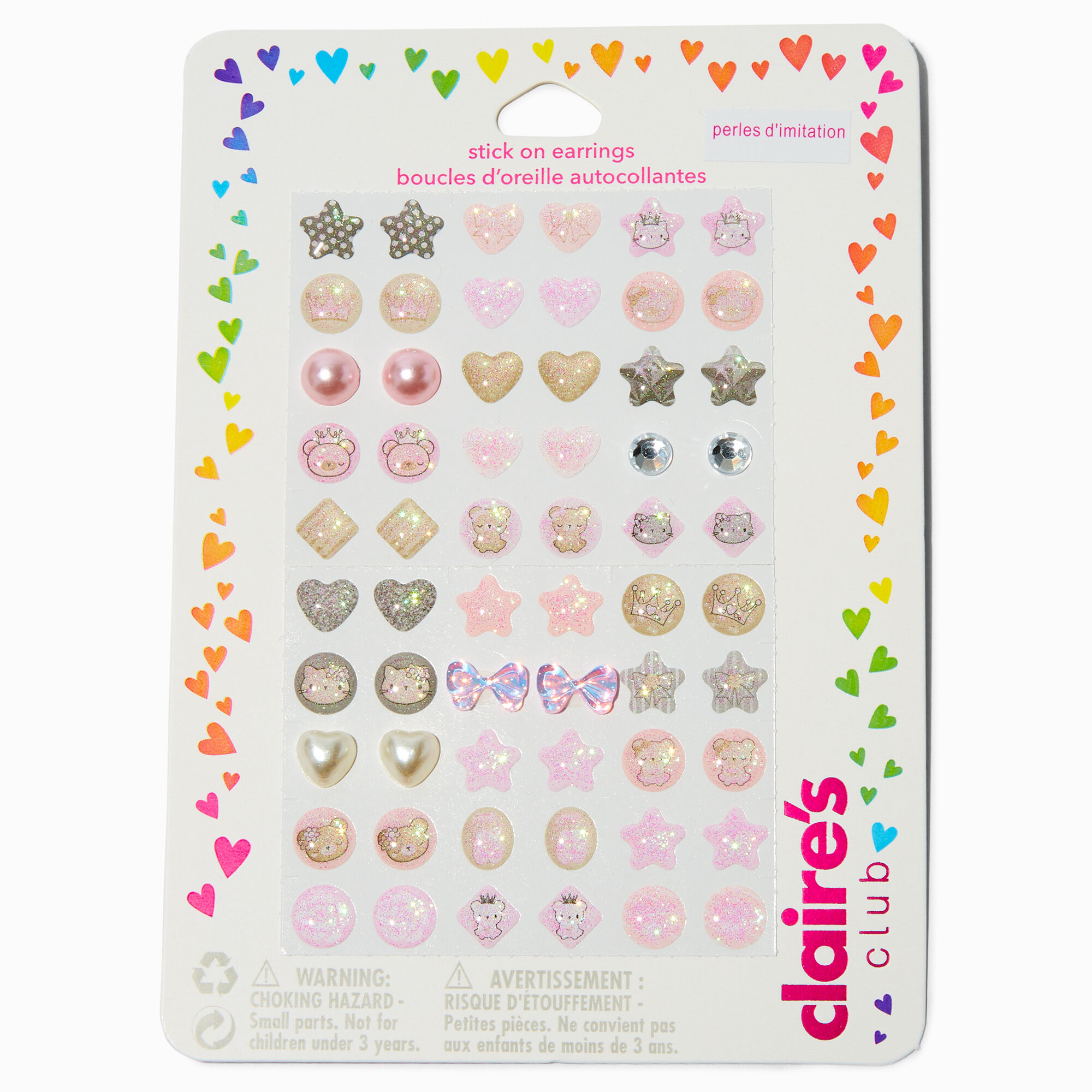 View Claires Club Cat Stick On Earrings 30 Pack Pink information
