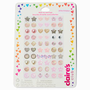 Claire&#39;s Club Pink Cat Stick On Earrings - 30 Pack,