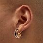Gold-tone Black 10mm Clip-On Hoop Earrings,