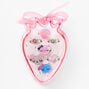 Claire&#39;s Club Silver Strawberry Box Rings - Pink, 7 Pack,