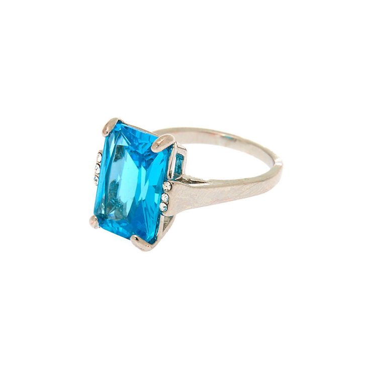 Large Cubic Zirconia Ring -  Blue,