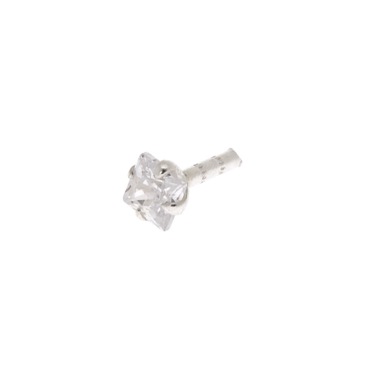 Clou d&#39;oreille arri&egrave;re plat pour piercing tragus strass 1,2&nbsp;mm couleur argent&eacute;e,