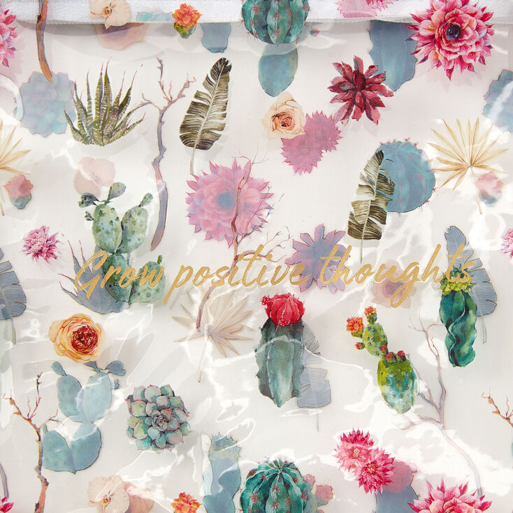 Grow Positive Thoughts Floral Succulent Pencil Case - Clear,