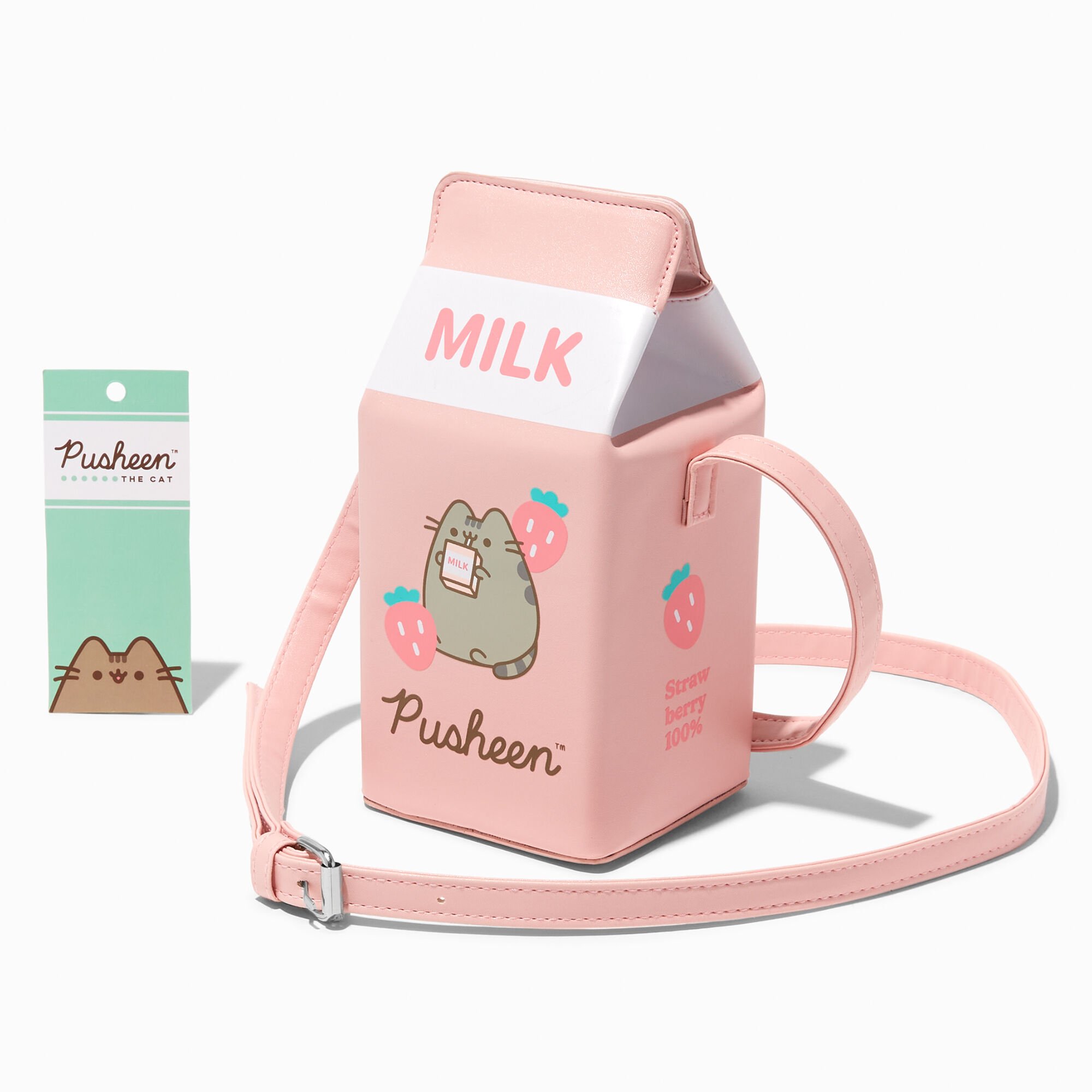 Pusheen Strawberry Milk Carton Crossbody Bag Claire s US