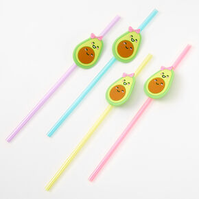 Pastel Avocado Plastic Straws - 4 Pack,