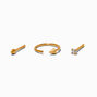 20G Gold-tone Titanium Cubic Zirconia Spike Nose Studs &amp; Hoop - 3 Pack,