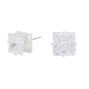 Silver-tone Cubic Zirconia 10mm Square Stud Earrings,