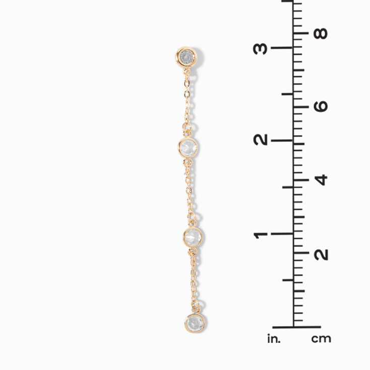 Gold-tone Chain Cubic Zirconia 3&quot; Drop Earrings,