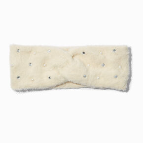 Bandeau scintillant pelucheux couleur ivoire,