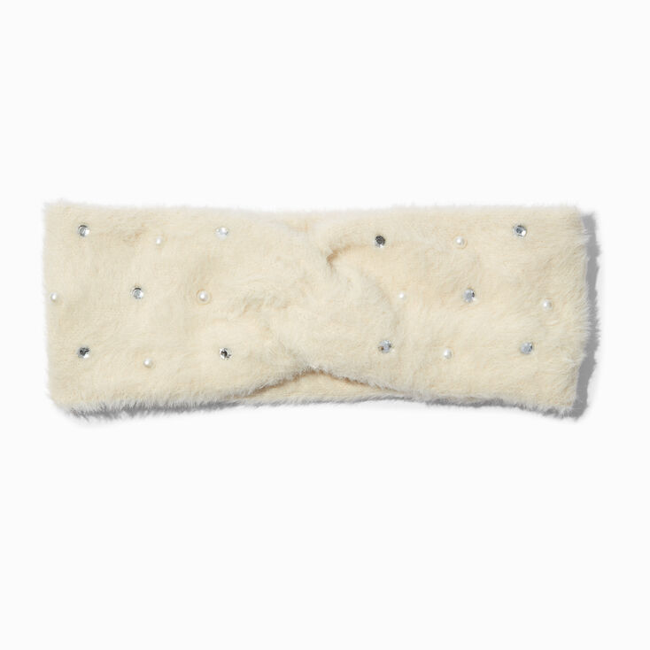 Ivory Fuzzy Sparkle Headwrap ,