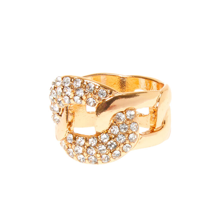 Bague maillon de cha&icirc;ne d&eacute;cor&eacute;e couleur dor&eacute;,