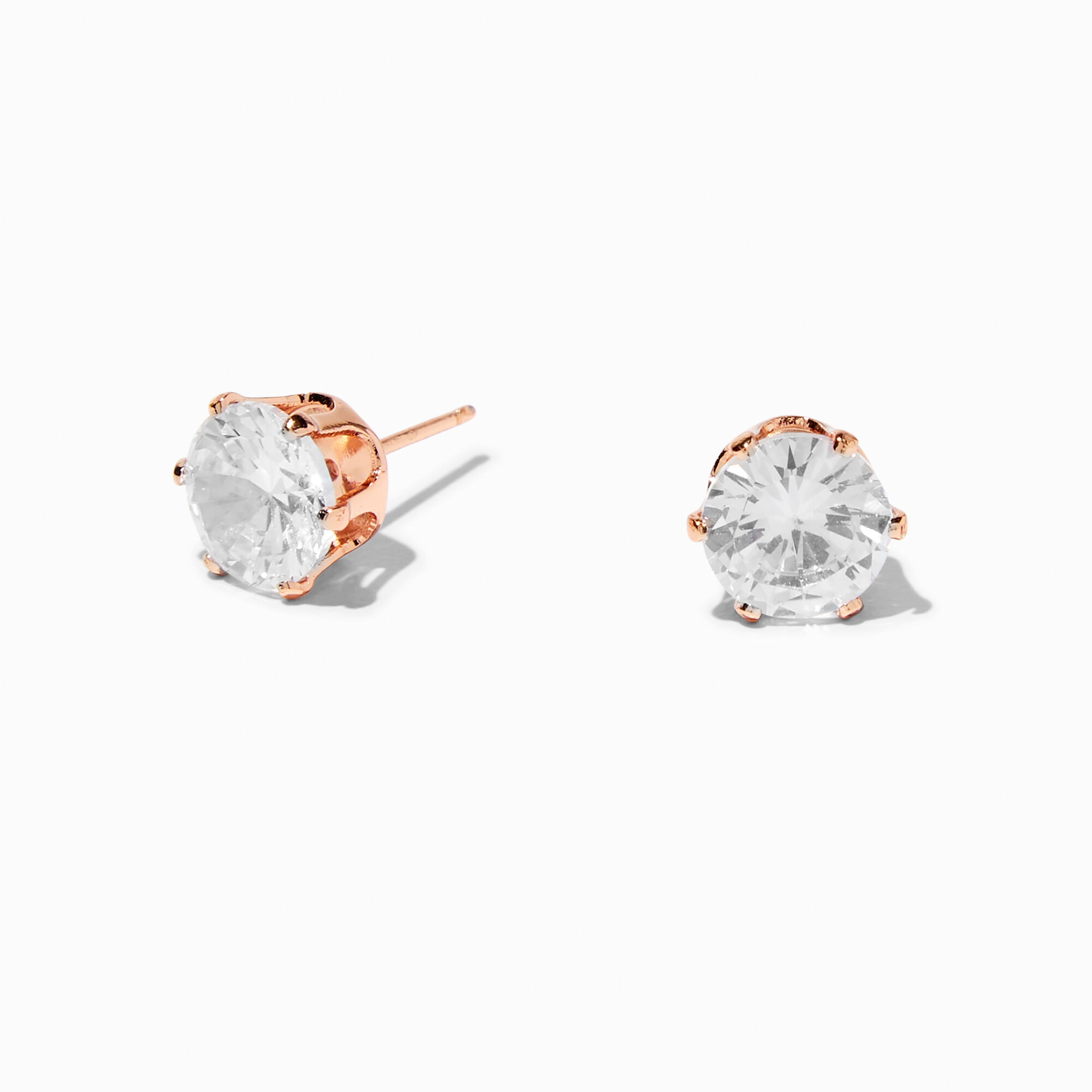 View Claires 18Kt Rose Plated Cubic Zirconia 8MM Stud Earrings Gold information