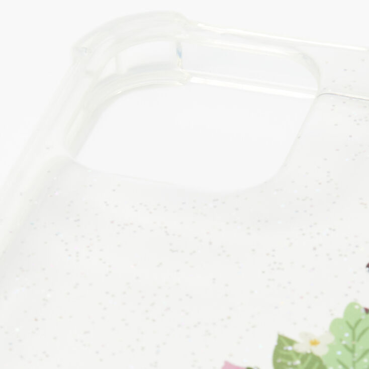 Coque de portable florale transparente &agrave; paillettes - Compatible avec iPhone&reg;&nbsp;12/12&nbsp;Pro,