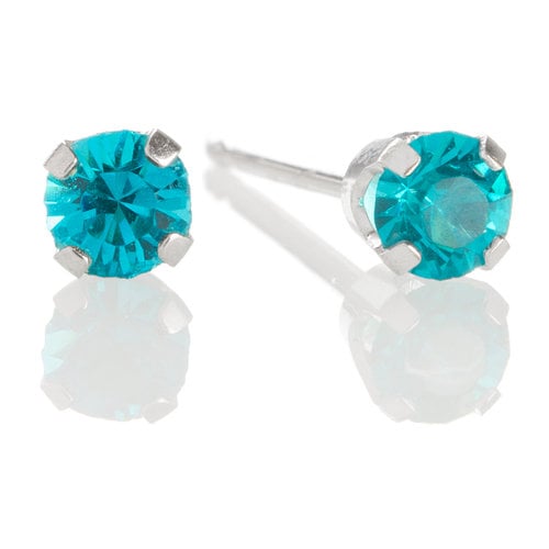 Ear Piercing Kits Claire S Us 14kt White Gold 3mm December Crystal Blue Zircon