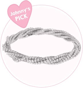 Silver Twisted Rhinestone Stretch Bracelet
