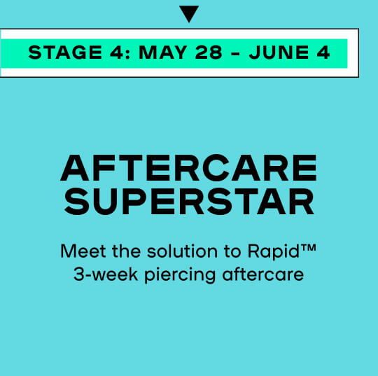 STAGE 4 AFTERCARE SUPERSTAR Meet the solution rapid 3-week piercing aftercare