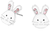 7. Easter Bunny Face White Enamel Stud Earrings