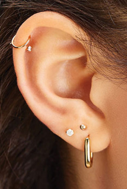 Amazon.com: Solid Sterling Silver Double Hoop Earrings for Single Pierced  Ears, Fake Double Mini Ear Hoops : Handmade Products